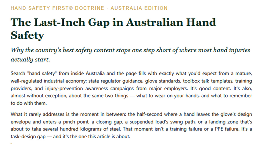 Industrial Hand Safety and the Last-Inch Gap in Australia